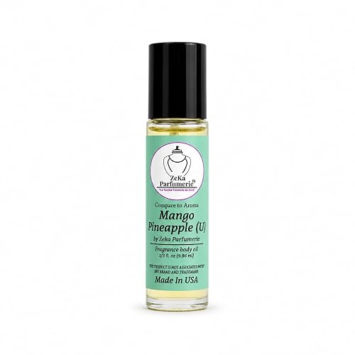 ZEKA PARFUMERIE Mango Pineapple Perfume Oil | Long-Lasting Unisex Fragrance Body Oil | Alcohol-Free Roll-On | 1/3 Fl Oz (9.86 mL) Made in USA Beauty & Personal Care ZEKA PARFUMERIE