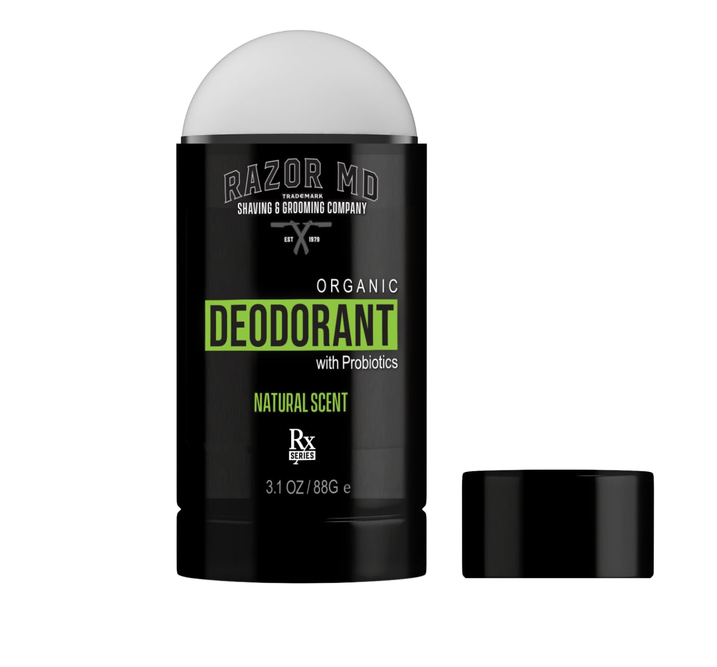 Razor MD Deodorant with Probiotics, Underarm Skincare Deo for Men, 3.1 oz Beauty and Personal Care Razor MD