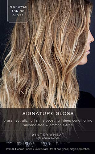 Kristin Ess Hair Gloss in Winter Wheat Light Neutral Blonde - 4 Wk Semi Permanent Hair Color for Women - Light Blonde Color Depositing Conditioner Beauty & Personal Care Kristin Ess