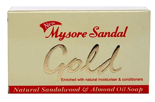 Mysore Sandal Gold Soap, 125 Grams Per Unit (Pack of 4) - Purest Sandalwood Soap - Grade 1 Soap - TFM 80% - Suitable for ALL Skin Type - Zero Dryness Beauty & Personal Care Mysore Sandal