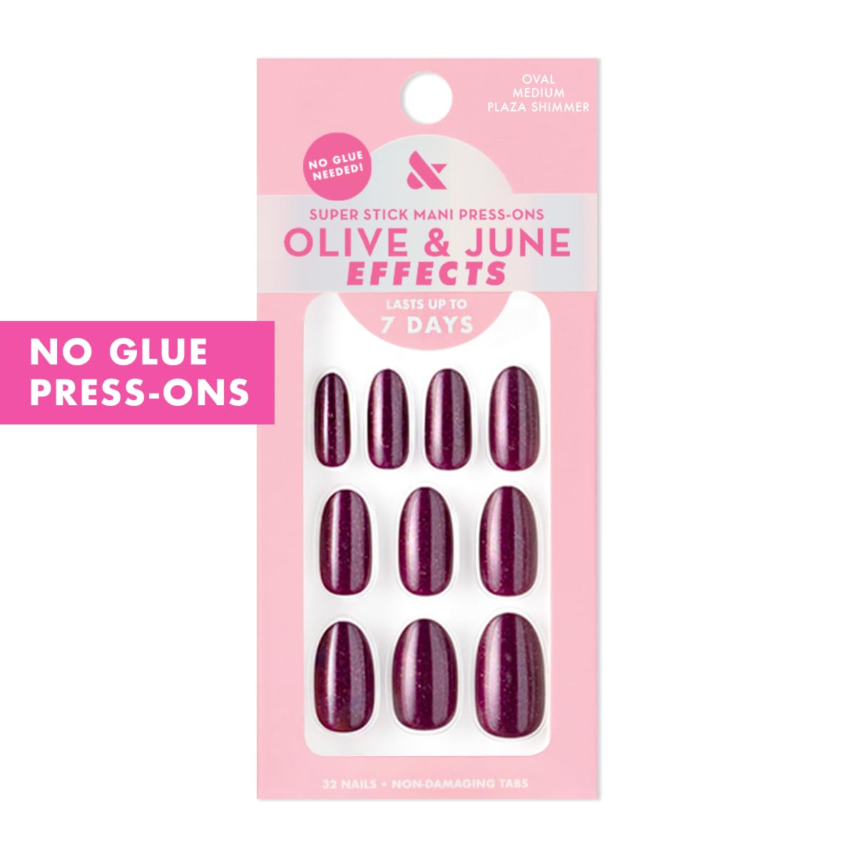 Olive & June Effects Super Stick Press-On Nails, Plaza Shimmer