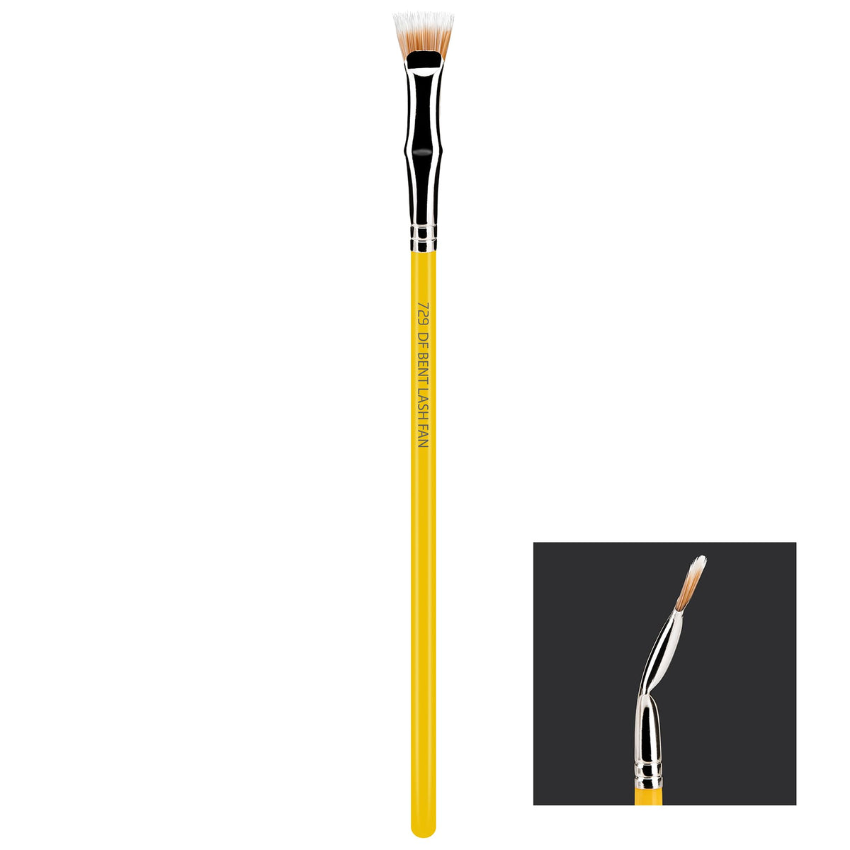 Bdellium Tools Professional Makeup Brush - Studio Series 729 Duo Fiber Bent Mascara Fan - With Soft Synthetic Fibers, For Applying Mascara (Yellow