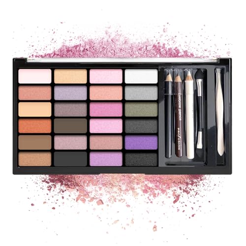 Profusion Cosmetics 24 Shades Eyeshadow Palette - Complete Eye Makeup Kit with Brow & Eyeliner Pencils, Dual Foam Applicator and Tweezers… Beauty & Personal Care Profusion Cosmetics