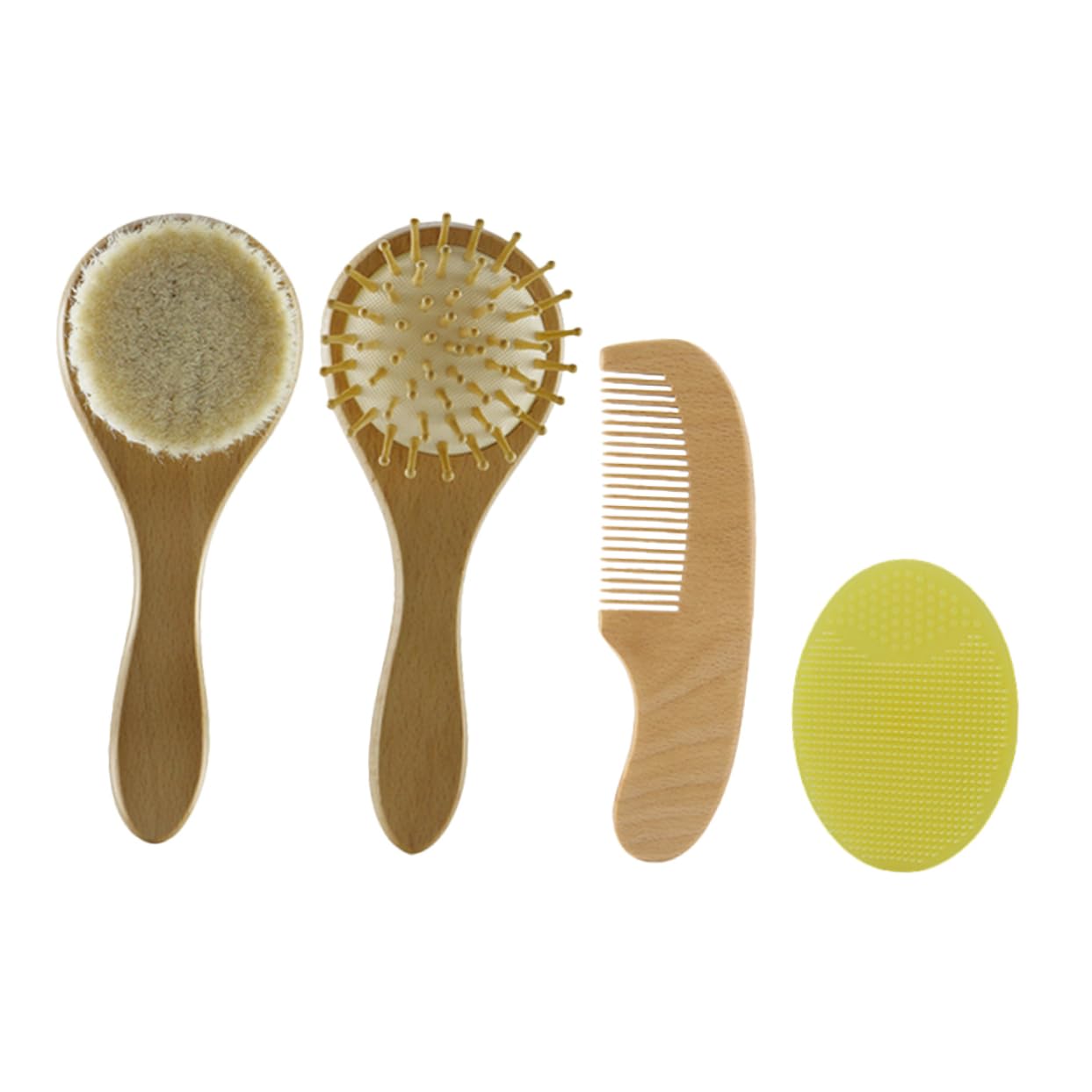 INUUXLG 1set Wooden Handle Wool Brush Comb Set Shower Bath Accessory Newborn Care Kit Beauty and Personal Care INUUXLG
