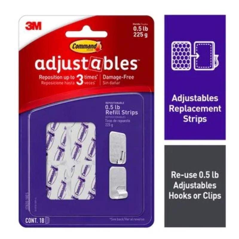 17820-18ES Adjustables Strips, 1/2-lb Capacity, Repositionable, 18 Count - Quantity 44 Beauty and Personal Care Command