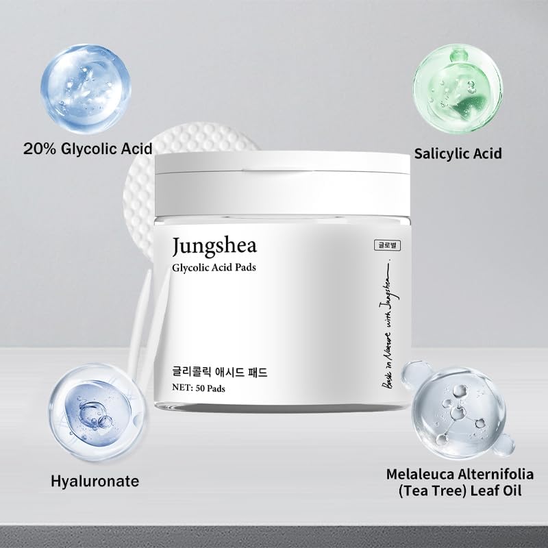 Jungshea Resurfacing Pad Glycolic Acid Pads for Face: Facial Exfoliating Cleansing Peel with Salicylic Acid & Vitamins B5 C E - Korean Skin Care Face Beauty & Personal Care Jungshea