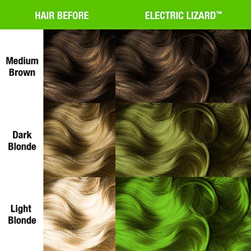MANIC PANIC Electric Lizard Hair Color - Amplified - Semi Permanent Hair Dye - Bright Neon Green Hair Color - Glows In Blacklight - Vegan, PPD Beauty & Personal Care MANIC PANIC