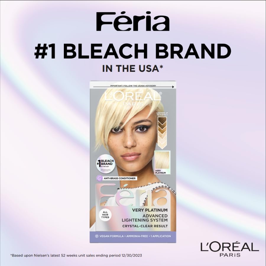 L'Oreal Paris Feria Multi-Faceted Shimmering Permanent Hair Color, Very Platinum, Pack of 1 Hair Dye Kit Beauty & Personal Care L'Oreal Paris