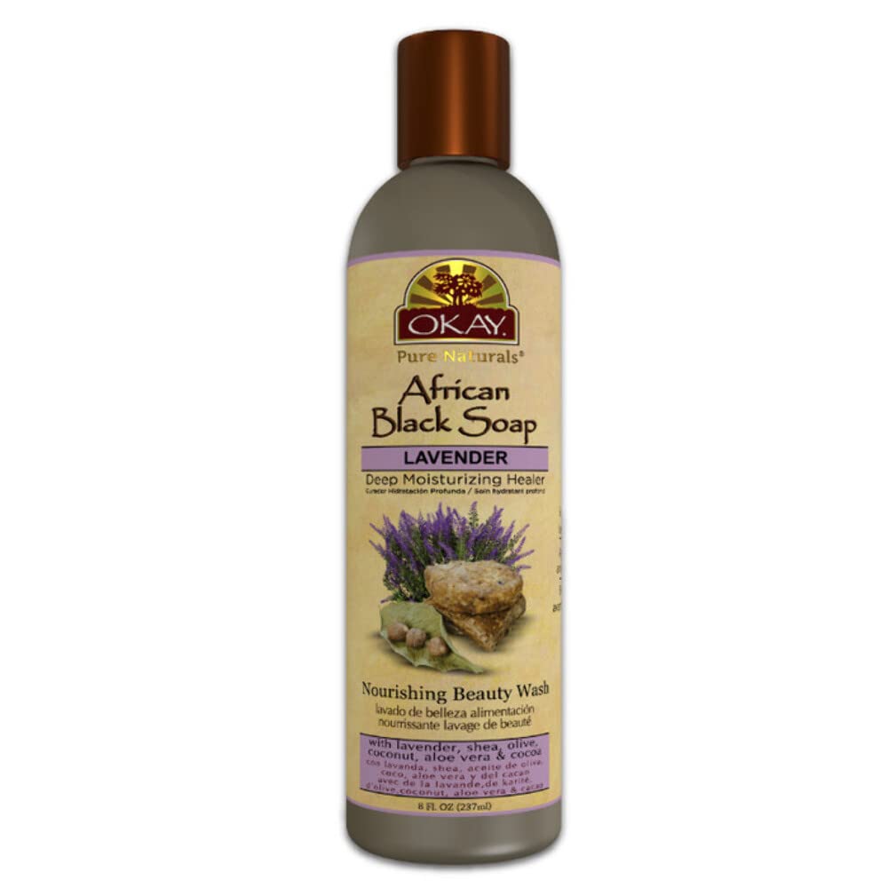 Okay African Black Soap Liquid, Silver, Lavender, 8 Fl Oz Beauty & Personal Care OKAY