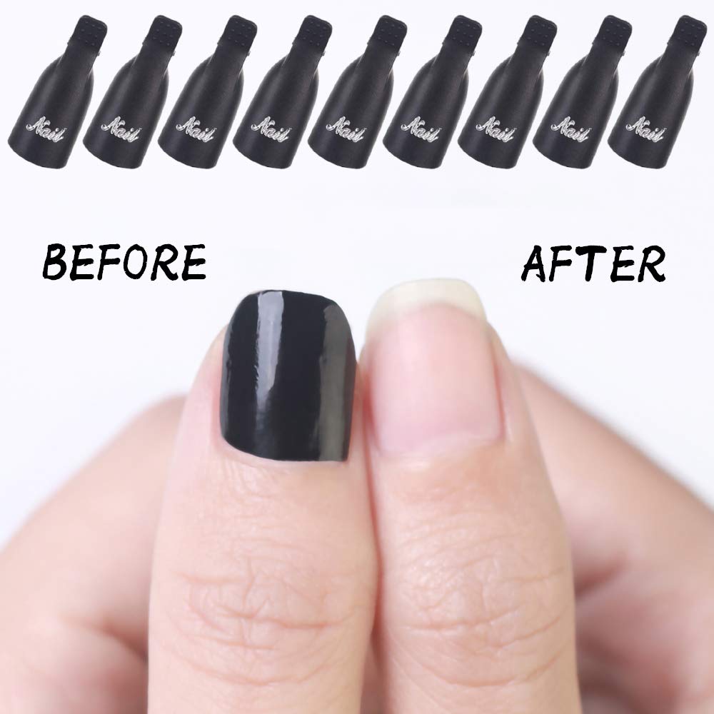 Nail Polish Gel Remover Tools Kit, Soak Off Cap Clip 10pcs, Dispenser Bottle, 600PCS Cotton Pads Handle Brushes Finger Separators(Black-Set) Beauty and Personal Care HiMo