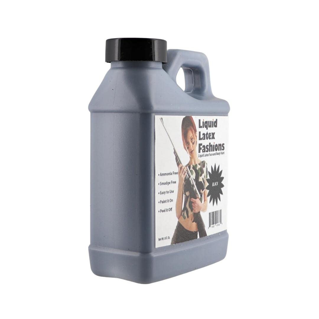 Black 8 Oz - Liquid Latex Body Paint, Ammonia Free No Odor, Easy On and Off, Cosplay Makeup, Creates Professional Monster, Zombie Arts Beauty & Personal Care Liquid Latex Fashions