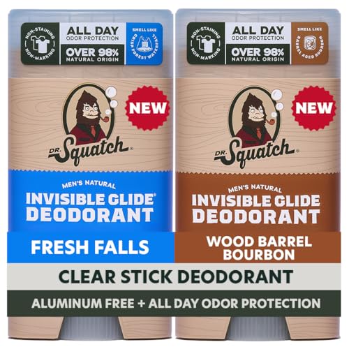 Dr. Squatch Invisible Glide Natural Men’s Deodorant - Smooth Glide, No Stains - Aluminum Free Deodorant Men - Safe for Sensitive Skin - Fresh Falls + Beauty and Personal Care Dr. Squatch Default Title