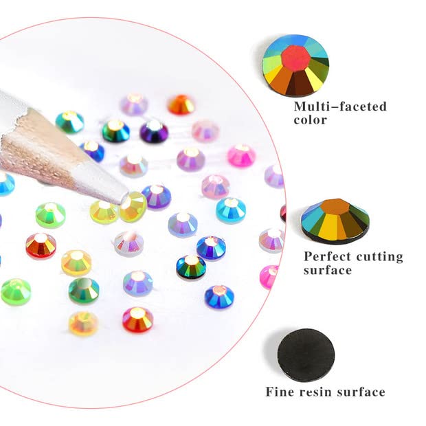 3000pcs Flatback Rhinestones for Crafts, Black AB Crystals Rhinestone, Resin Glitter Gems Nail Diamonds Rhinestones for Clothes Accessories DIY Beauty & Personal Care OEMOO