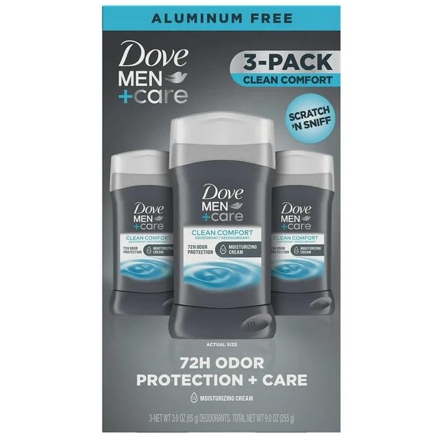Dove Men+Care 72-Hour Deodorant Stick Aluminum Free- Clean Comfort, 3 pk./3 oz Beauty and Personal Care Dove