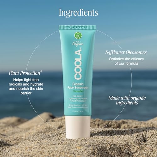 COOLA Organic Face Sunscreen SPF 30 Sunblock Lotion, Dermatologist Tested Skin Care for Daily Protection, Vegan and Gluten Free, Cucumber, 1.7 Fl Oz Beauty & Personal Care COOLA