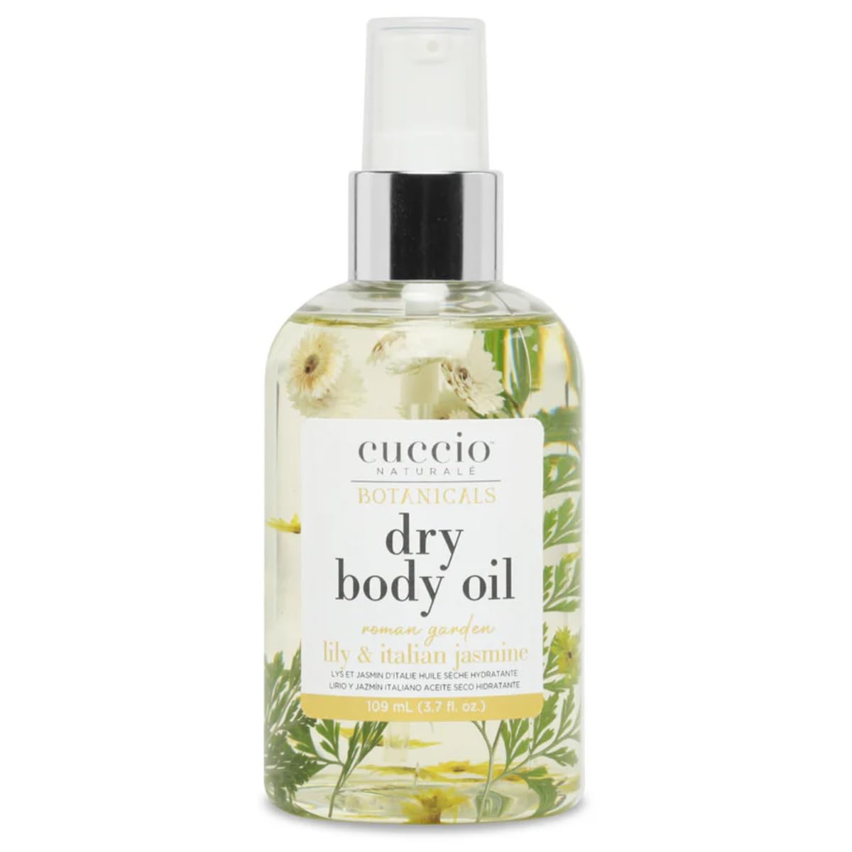Cuccio Naturale Dry Body Oil - Roman Garden Lily & Italian Jasmine (3.7 oz) - Real Flower Infused, Fast Absorbing, Non-Greasy Moisturizer for Soft Beauty & Personal Care Cuccio