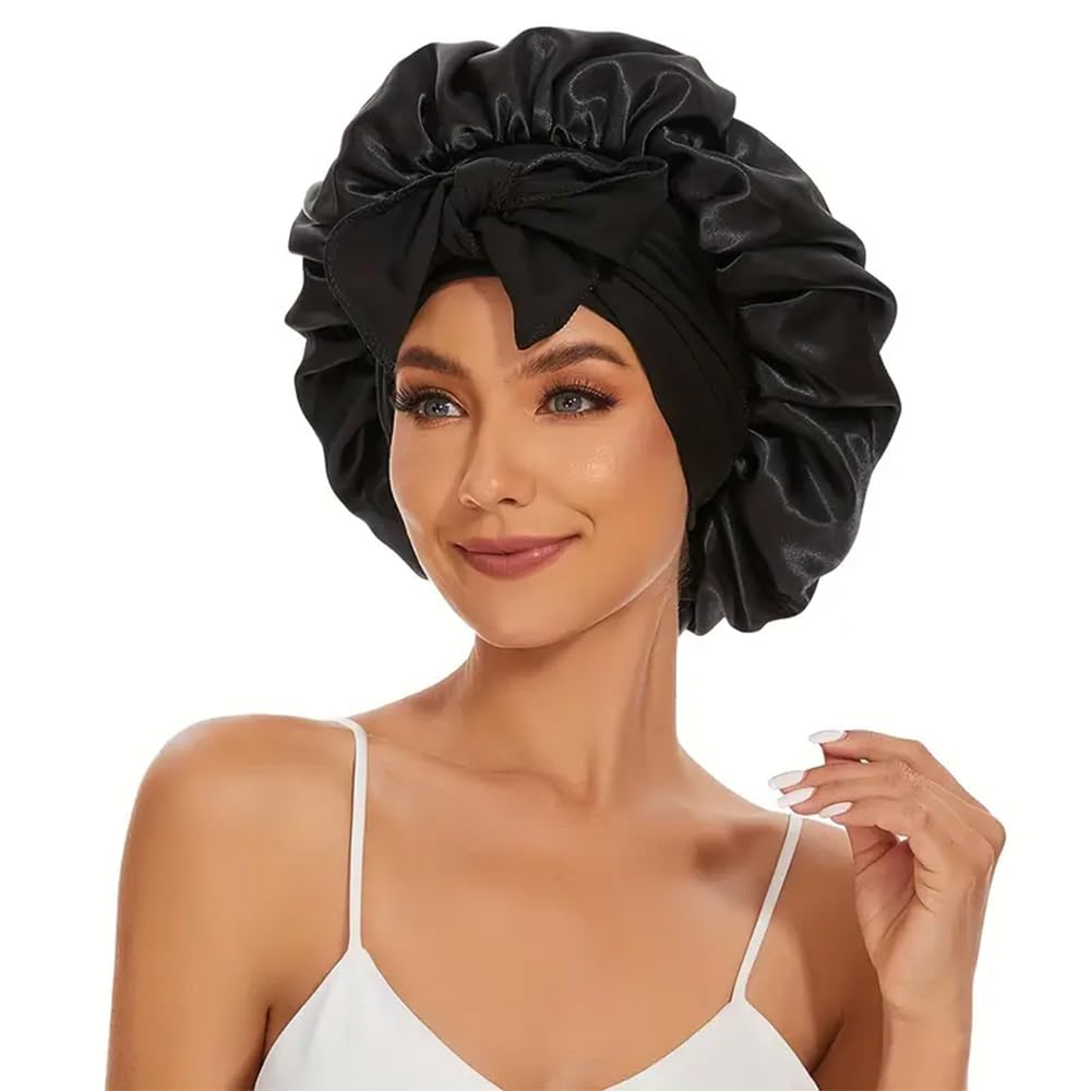 Hair Want Large Stain Sleep Bonnet for Women Adjustable Hair Bonnet with Elastic Tie Band for Braids Hair Sleeping Cap Scarf for Hair Care Satin Hair Beauty and Personal Care Hair Want