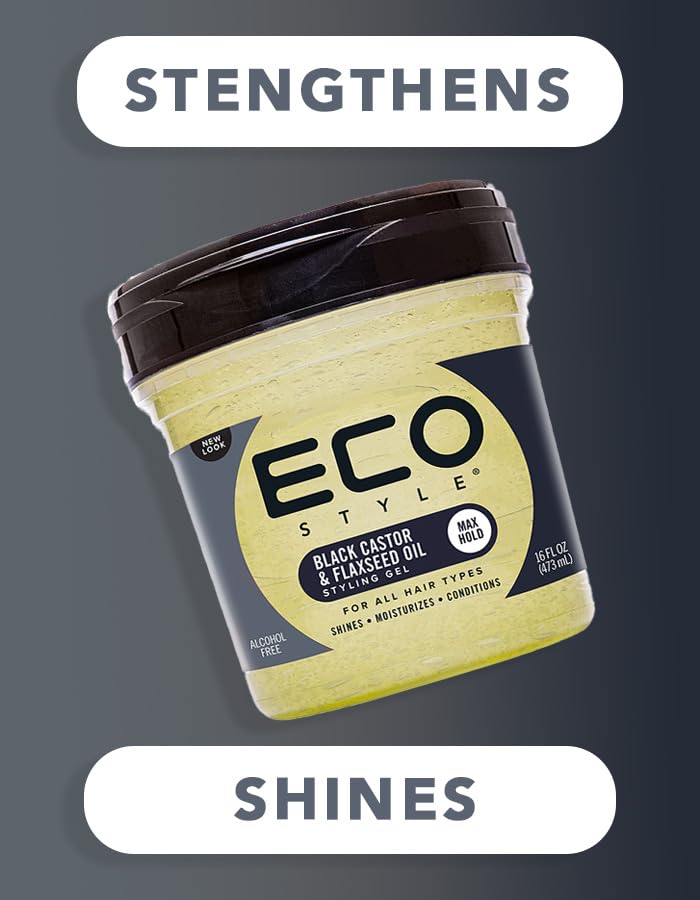 Eco Style Ecoco Gel - Black Castor Flaxseed Oil - Long Lasting Shine - Nourishes And Repairs Damaged Hair - Promotes Healthy Scalp - Provides Superior Beauty and Personal Care Eco Style