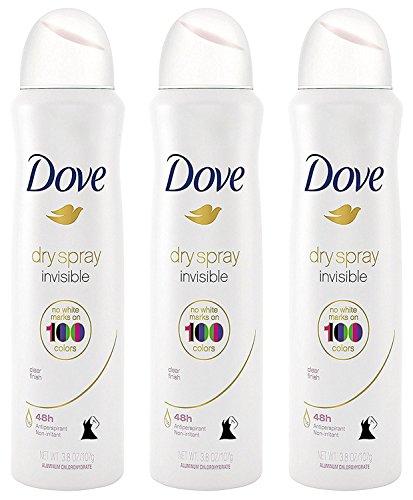 Dove Antiperspirant Dry Spray - Invisible - Clear Finish - 3.8 OZ (107 g) Per Can - Pack of 3 Cans Beauty and Personal Care Dove