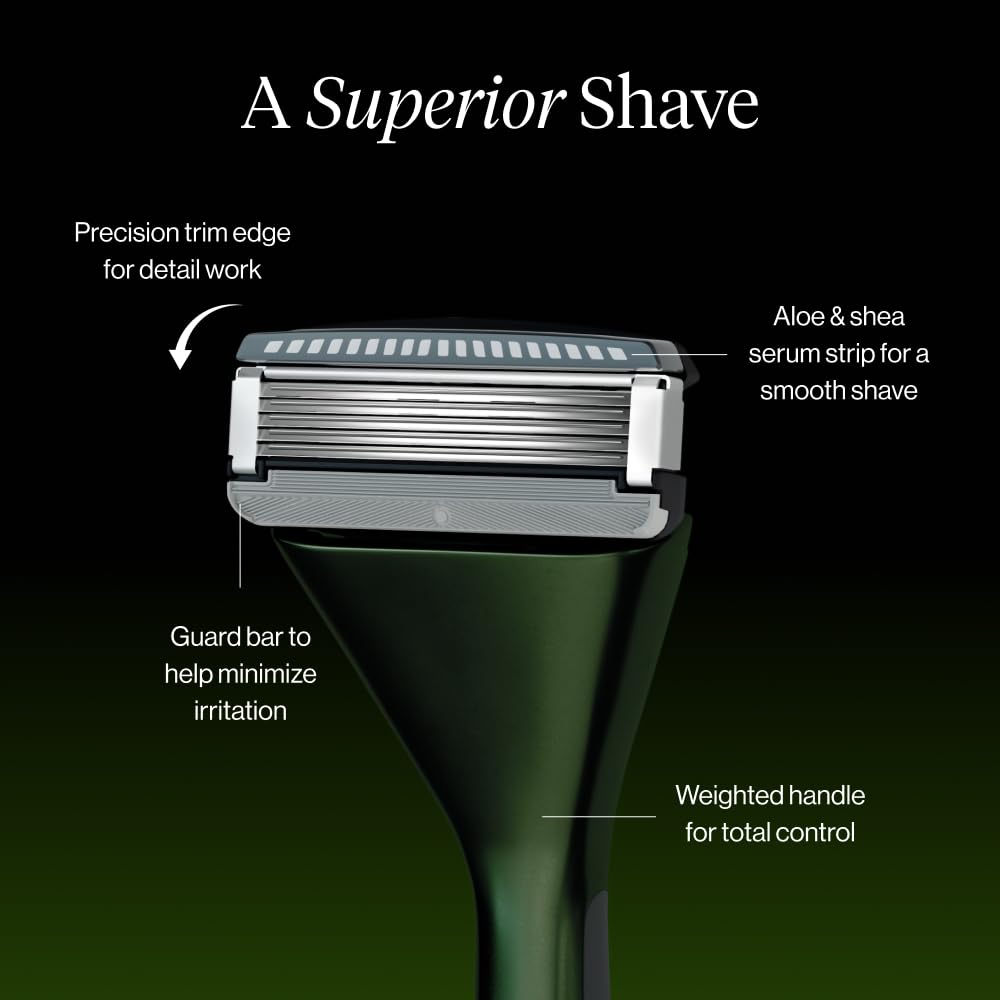 House of Atlas, Razors for Men - Mens Razors for Shaving with Handle & 2 Razor Blade Refills, 5-blade Precision Trim Edge, Smooth Close Shave Beauty and Personal Care House of Atlas
