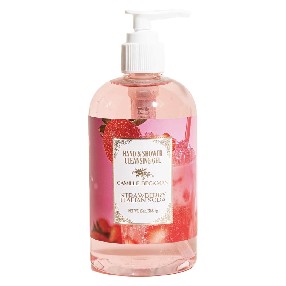 Camille Beckman Strawberry Italian Soda Hand & Shower Cleansing Gel - Gentle Moisturizing Body Wash, Sweet Fruity Scent, 13 fl oz Beauty & Personal Care Camille Beckman