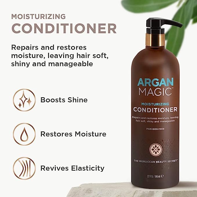 ARGAN MAGIC Hair Care Essentials Trio - Shine Boosting Shampoo | Moisturizing Conditioner | 10 in 1 Leave in Spray | Restores Shine & Elasticity | Beauty & Personal Care Argan Magic
