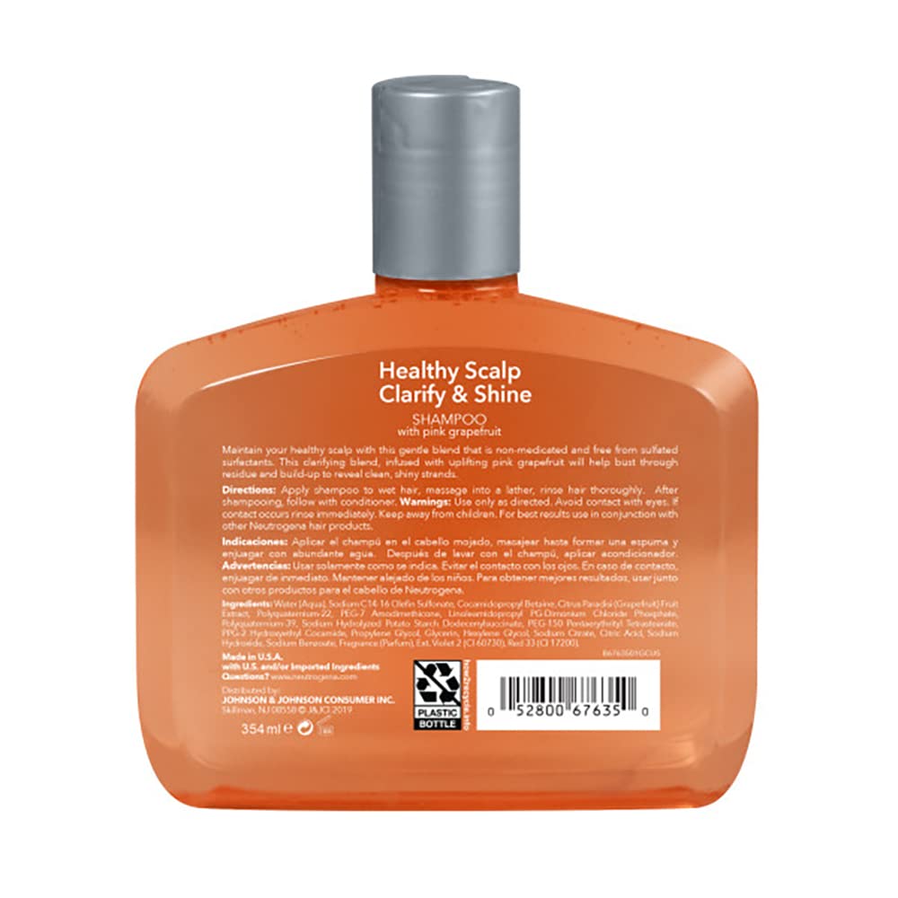 Neutrogena Exfoliating Healthy Scalp Clarify & Shine Shampoo & Conditioner for Oily Hair and Scalp, with Pink Grapefruit, pH-Balanced, Paraben Beauty & Personal Care Neutrogena