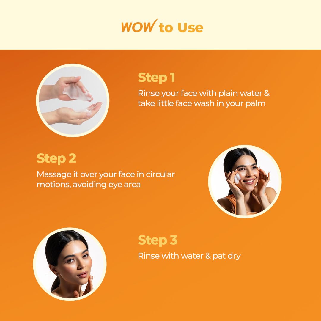 WOW Skin Science Vitamin C Exfoliating Face Wash With Brush, Soft, Silicones Bristles, Foaming Cleanser For All Skin Type, Hydrate For Smooth Skin Beauty & Personal Care BUYWOW