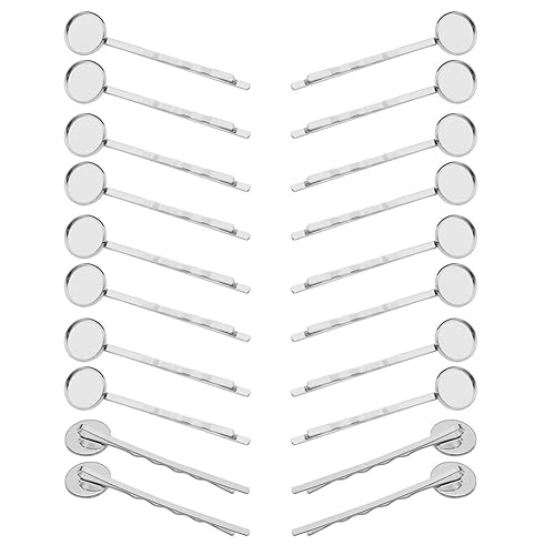 Lasenersm 20 Pieces Metal Bobby Pins Hair Clips with 12mm Round Brass Tray, Silver for DIY Hair Accessories Making Beauty & Personal Care lasenersm