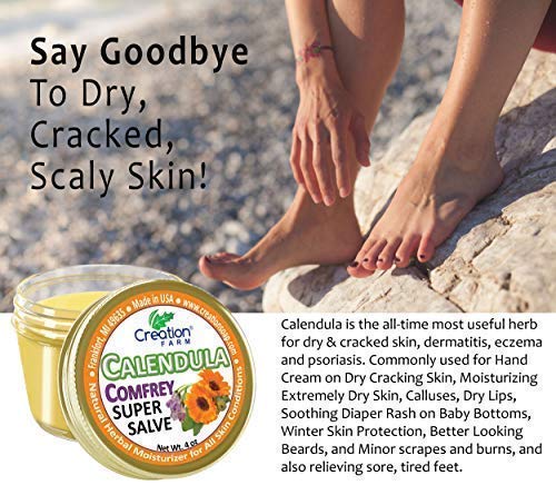Calendula Comfrey Super Salve by Creation Farm, Herbal Balm, Moisturizer, and Ointment with No Gluten, Soy, GMO or Parabens, Made in USA Comforts many Beauty and Personal Care Creation Pharm
