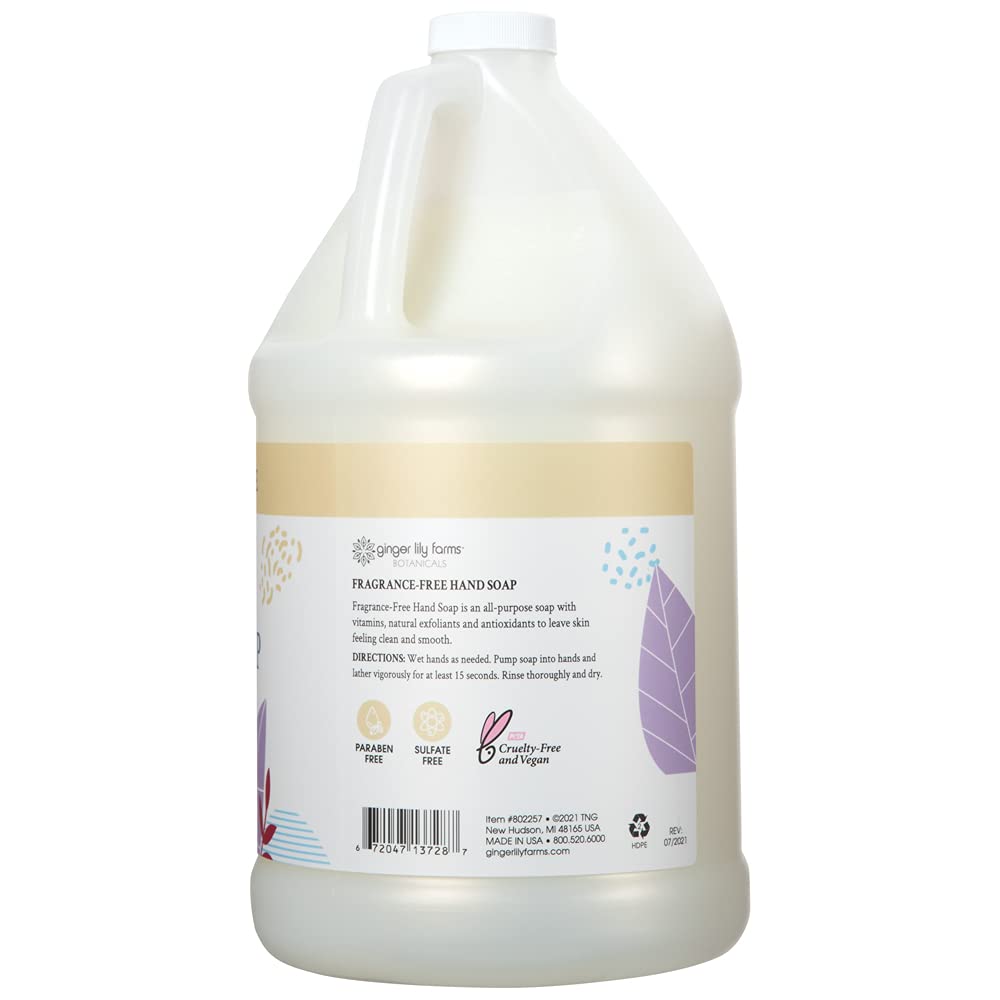 Ginger Lily Farms Botanicals All-Purpose Liquid Hand Soap Refill, Fragrance Free, 100% Vegan & Cruelty-Free, 1 Gallon (Pack of 4) Beauty & Personal Care Ginger Lily Farms