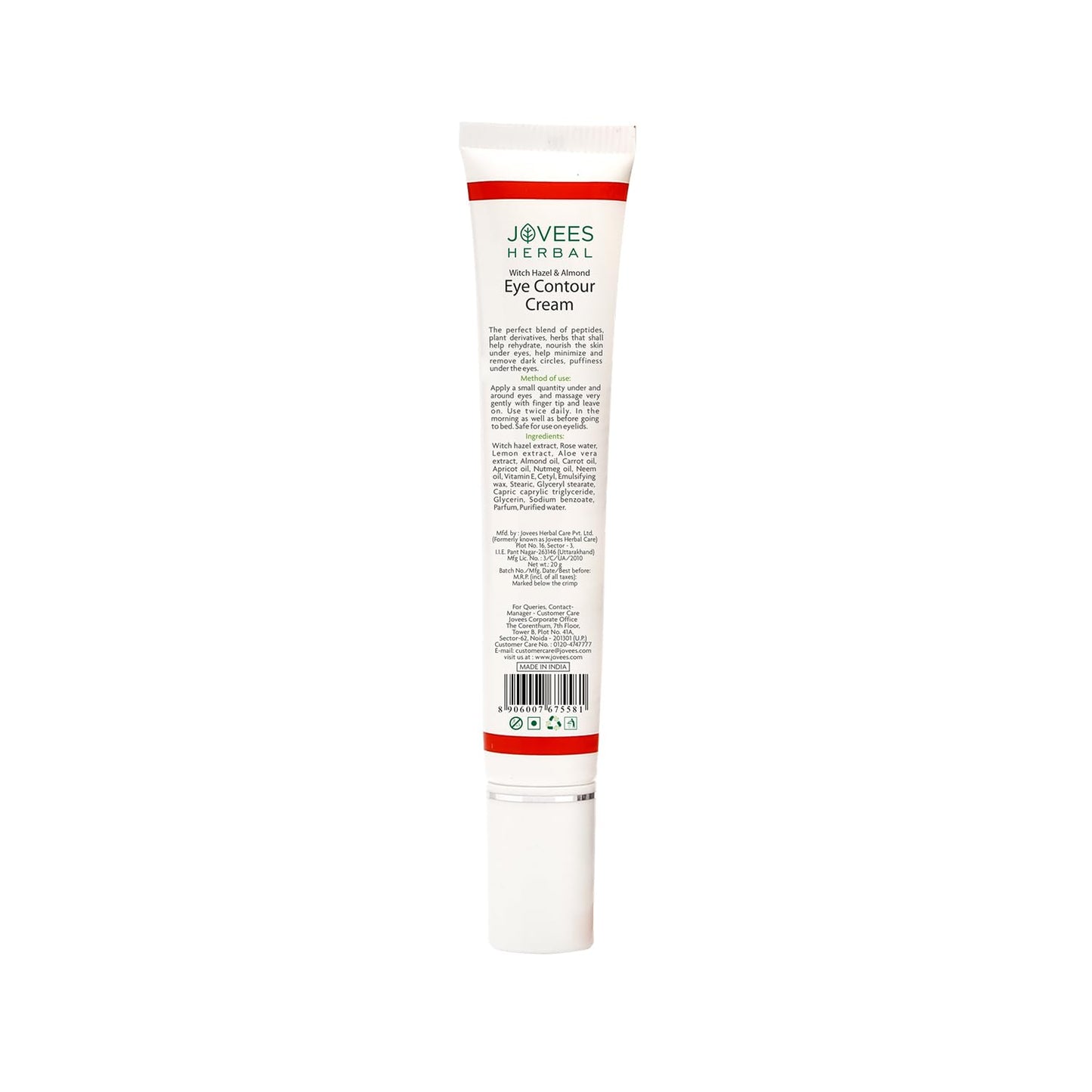 Jovees Eye Contour Cream with Hazel & Almond Remove Dark Circles & Puffiness 20gm by Jovees Beauty & Personal Care Jovees