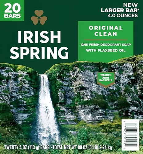 Irish Spring Original Deodorant Soap, Unisex, 3.75 oz (20 Bar) Beauty & Personal Care Irish Spring