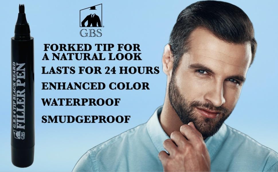 Beard Filler Pencil for Men Waterproof Beard Pen and Beard Brush Long Lasting Natural Look, Mustache Repair Shape, Define and Style Facial Hair Beauty and Personal Care G.B.S