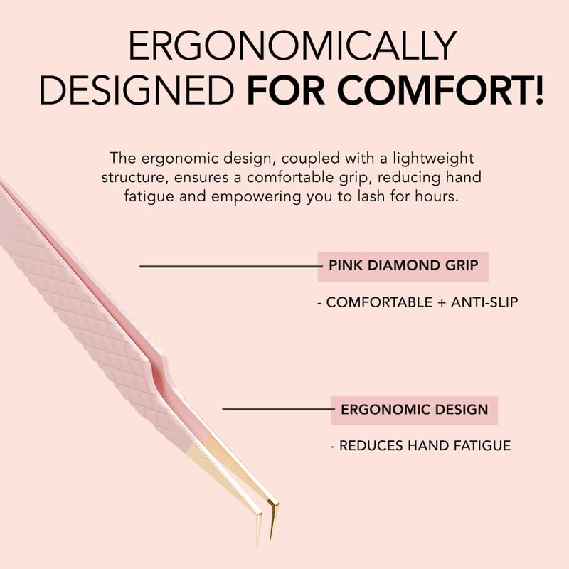 KIARA SKY LASH Tweezer for Eyelash Extensions - Precision Fiber Tip Grip - Volume, Mega Volume, and Lash Removal Fills - Comfortable Ergonomic Design Beauty and Personal Care KIARA SKY