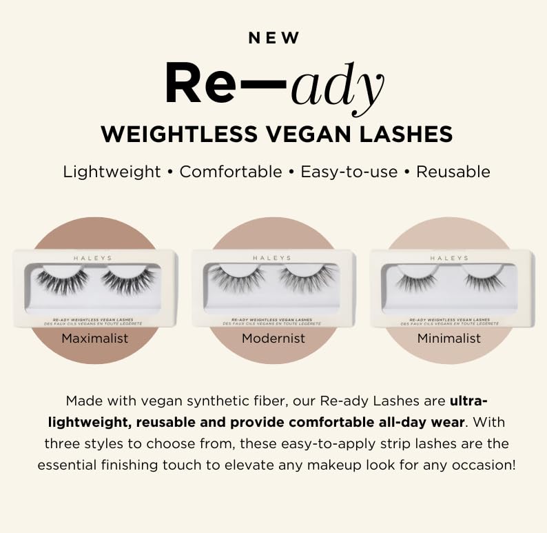 HALEYS Re-ady Weightless Vegan Lashes (Maximalist), Lightweight & Comfortable All-Day Wear, Made with Synthetic Fiber, Reusable Strips, Easy to Apply Beauty & Personal Care HALEYS