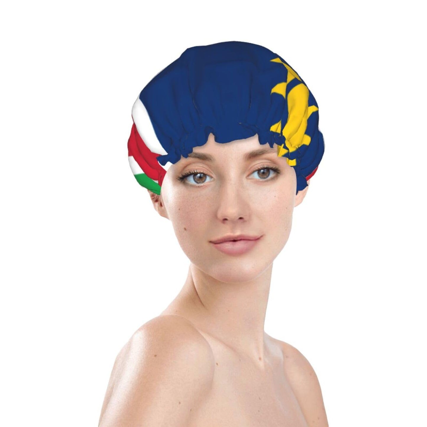 Namibia Flag Prints Shower Cap Double Layer Lined Waterproof Bathing Shower Hat Beauty and Personal Care Hayyett