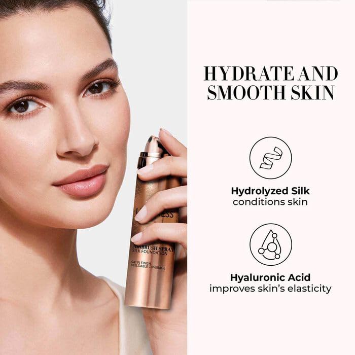 LUMINESS Silk Airbrush Spray Foundation & Buffing Brush Kit - Full Coverage Foundation & Dual-Sided Buffing Brush - Buildable Coverage, Anti-Aging Beauty & Personal Care LUMINESS