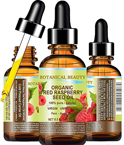 Botanical Beauty Organic RED RASPBERRY SEED OIL 100% Pure Natural Undiluted Virgin Unrefined Cold Pressed Carrier Oil for Face, Skin, Hair, Lip, Nails Beauty & Personal Care Botanical Beauty