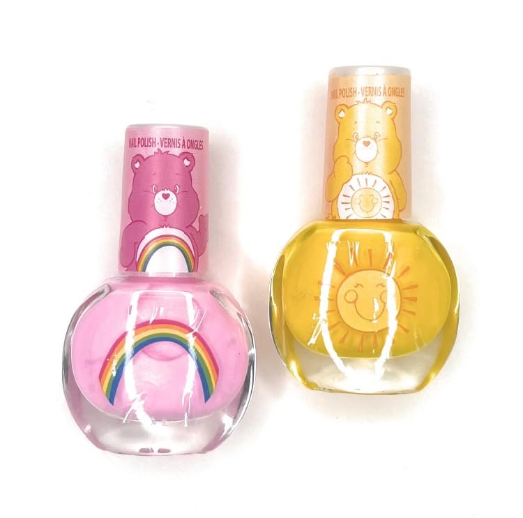 Townley Girl Care Bears 2 Pack Nail Polish on Card - Water-Based, Durable - Dry Immediately and Smooth Coverage Nail Polish Set
