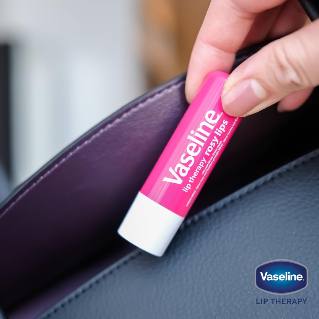 Vaseline Lip Therapy Care Rosy, Fast-Acting Nourishment, Ideal for Chapped, Dry, Cracked, or Damaged Lips, Lip Balm, 4-Pack, 0.16 Oz Each Beauty & Personal Care Vaseline