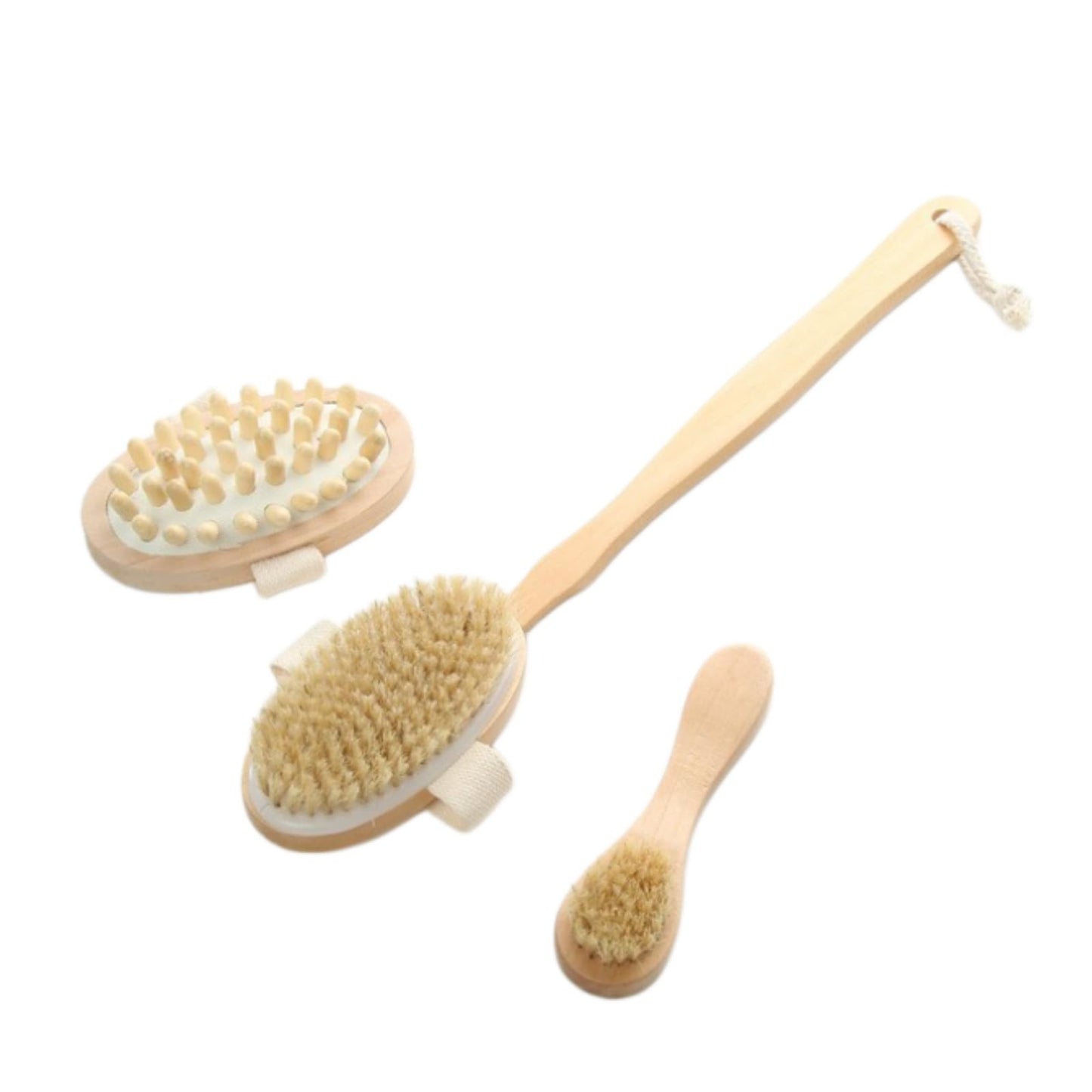 Vanttokeey Body Brush Set 3 in 1 Shower Back Scrubber with Long Handle Natural Bristle Dry Wet Exfoliating Bath Brush with Detachable Head for Deep Beauty and Personal Care Vanttokeey