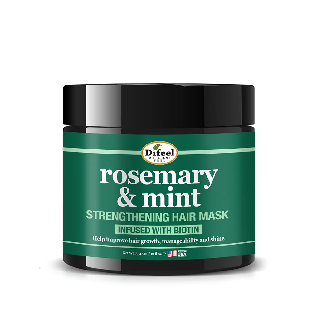Difeel Rosemary and Mint Strengthening Hair growth Mask with Natural Rosemary Oil and Biotin 12 oz. Beauty & Personal Care Difeel