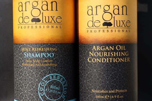 Argan De Luxe 100% Pure Organic Moroccan Argan Oil Nourishing MINT Shampoo & Conditioner 500ml (Shampoo+Conditioner 500ml) by Argan Deluxe Beauty & Personal Care Whisper Whip