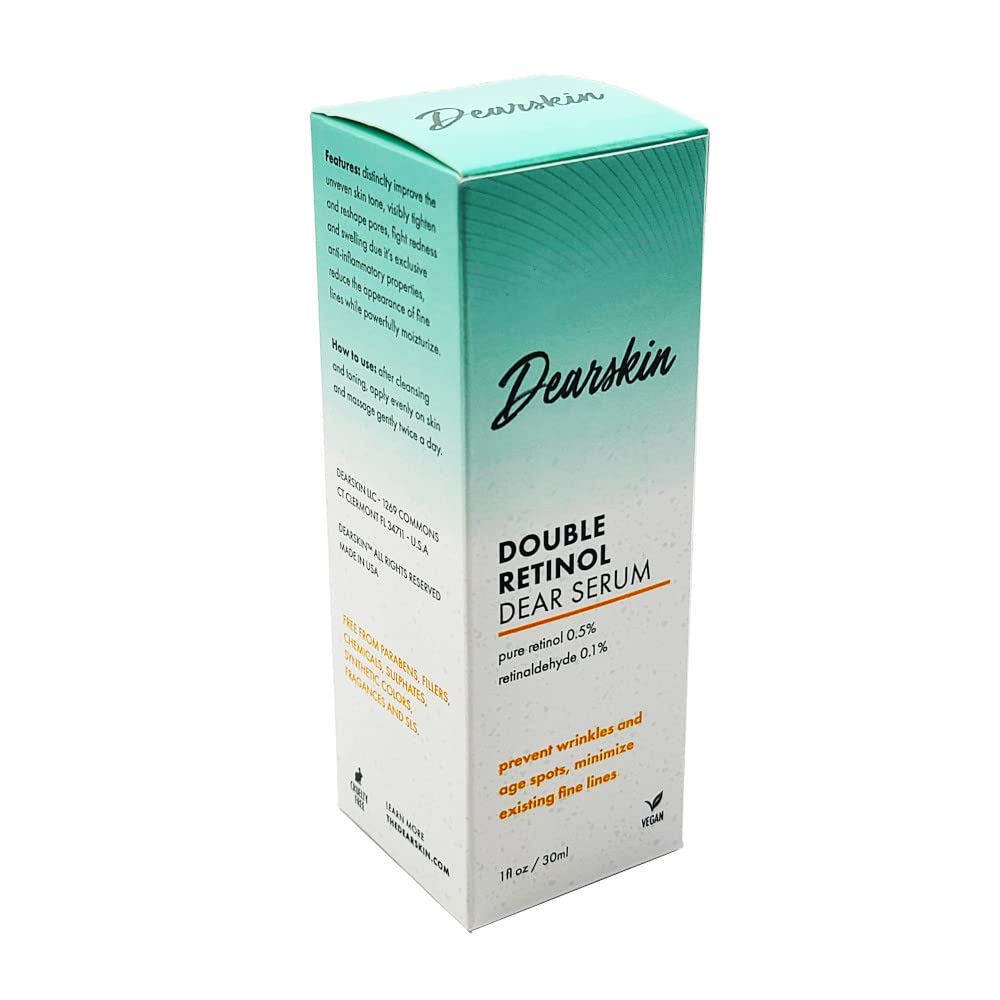 Retinol Serum Double Retinol Dear Serum by Dearskin Retinaldehide 0.1% plus Pure Retinol 0.5% Anti-Aging Powerful Anti-Wrinkle Repair Regenerating Beauty & Personal Care Dearskin