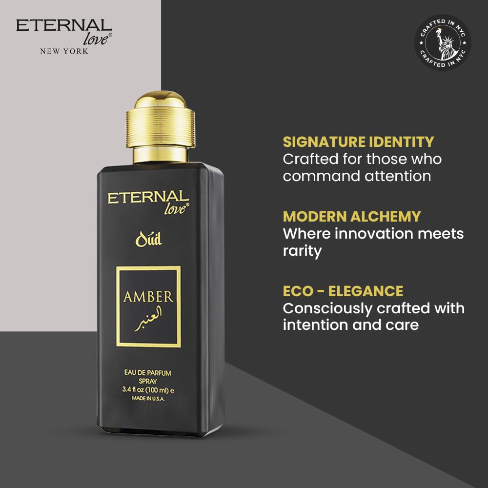 Eternal Love Amber Oud - Long Lasting Unisex Eau de Parfum - Warm Woody Oriental Fragrance with Oud & Amber - Dubai Inspired Arabic Scent - 3.4oz Beauty & Personal Care Eternal Love