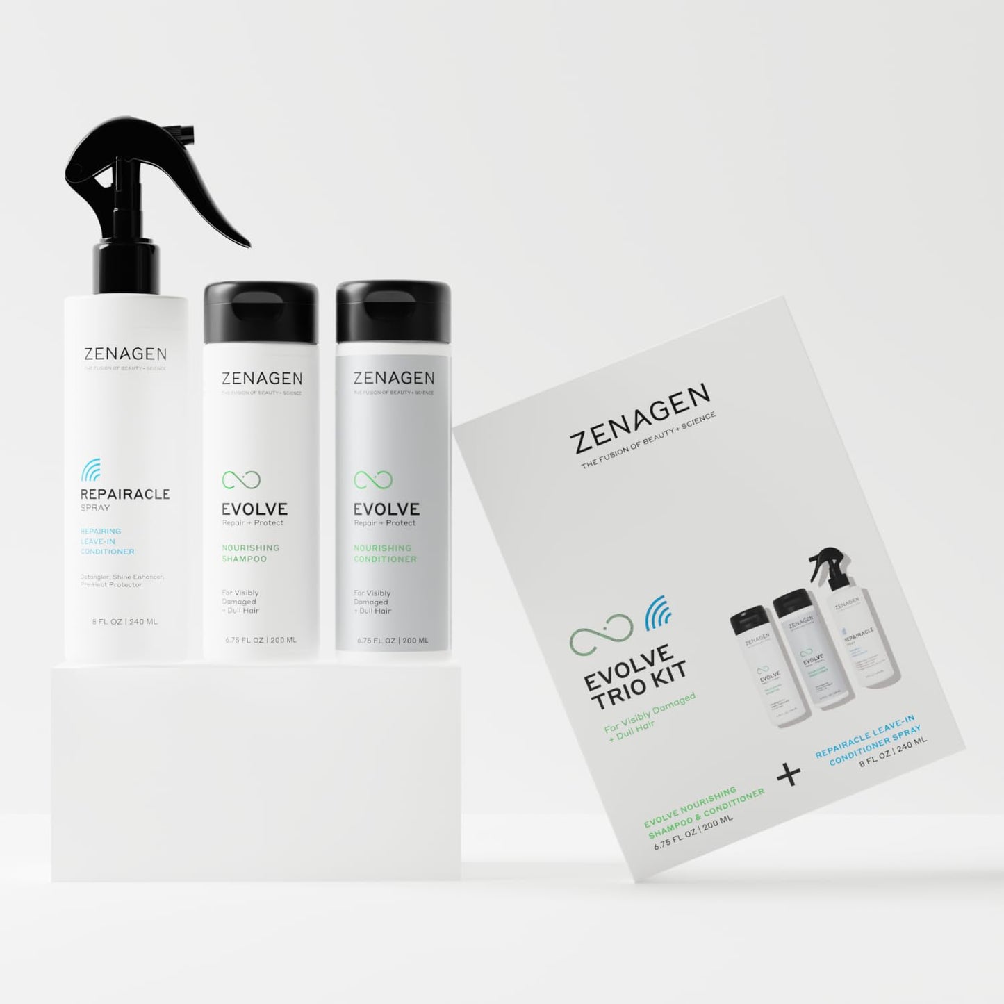 ZENAGEN Evolve Trio Kit for Visibly Damaged, Dull Hair | Nourishing Shampoo + Conditioner + Leave-In Conditioner, Restores Shine, Strength & Vitality Beauty & Personal Care Zenagen