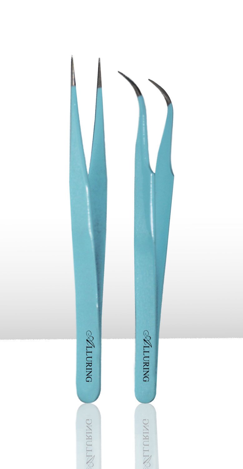 Eyelash Extension 1 Set of Blue ESD Straight & Curved Tweezers Beauty and Personal Care iLash Store