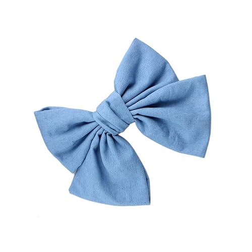 Blue Denim Hair Clip Pin Bow Girls Blue Jeans HairClip Girls Large Bows HairPin BW01 (Light Blue) Beauty & Personal Care BBTDIN