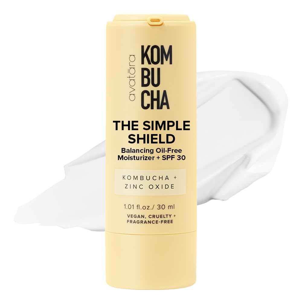 Avatara Kombucha The Simple Shield Face Sunscreen SPF – Zinc Oxide Mineral Moisturizer with BHA & Hyaluronic Acid, Teen Skincare, 1.01 fl oz Beauty & Personal Care Avatara